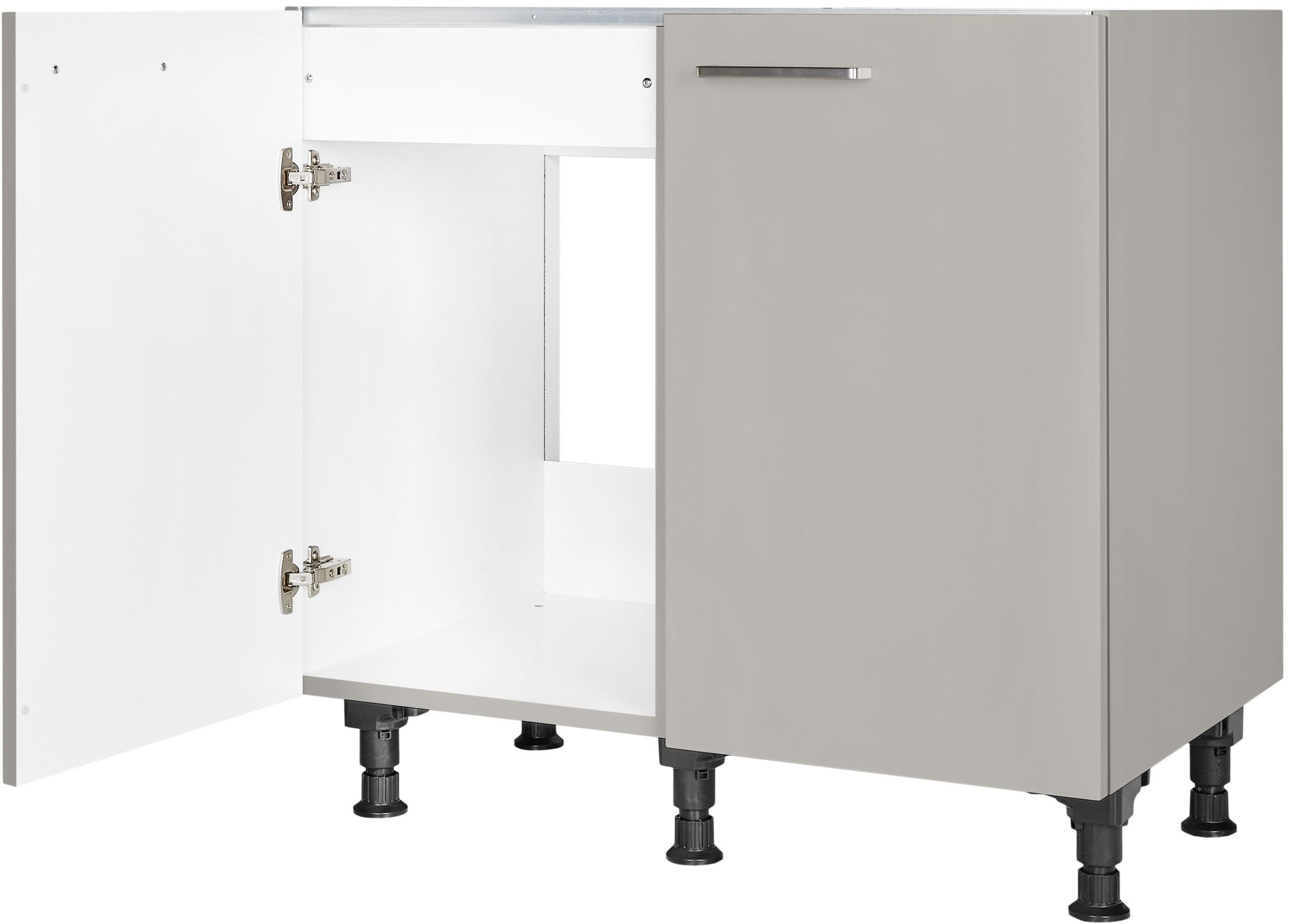 nobilia® Spülenschrank "Touch", vormontiert, mit höhenverstellbaren Sockelfüßen, Breite 90 cm