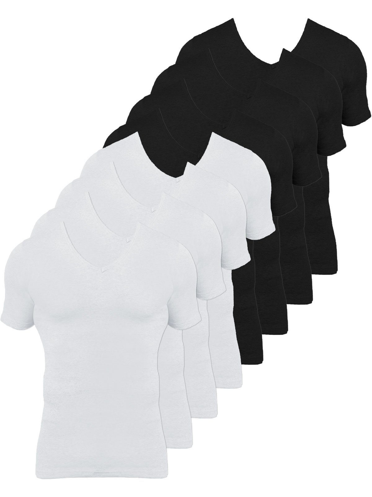 8er Cotton schwarz T-Shirt hohe Unterziehshirt Herren Markenqualität 8-St) KUMPF weiss Bio (Spar-Set, Sparpack