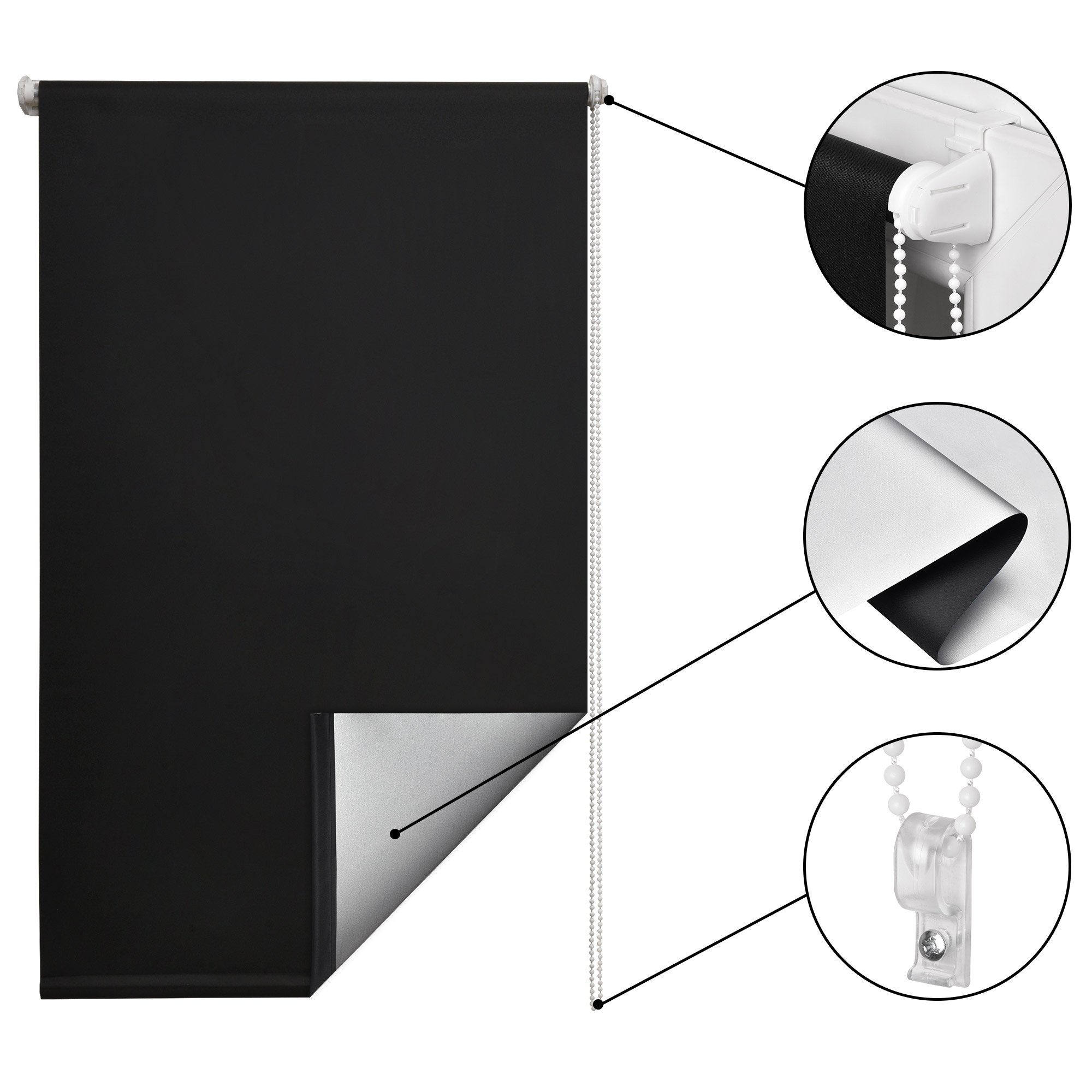 Rollo Thermorollo SolReflect T42, 40x160cm, Schwarz, Verdunkelung, Sol Royal, Rollos für Fenster ohne Bohren mit Thermobeschichtung Wärmeschutz