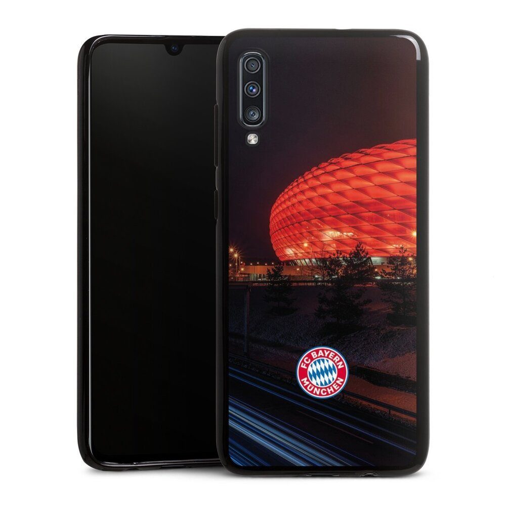 DeinDesign Handyhülle FC Bayern München FCB Stadion Allianz Arena bei Nacht FCB, Samsung Galaxy A70 Silikon Hülle Bumper Case Handy Schutzhülle