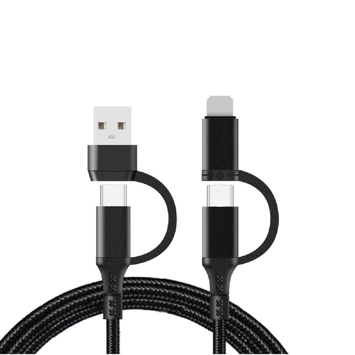 Ventarent 4 in 1 USB / USB C Cable Lightning USB-C USB-A Smartphone-Kabel, Lightning, USB Typ A, USB-C, USB-C, Lightning, 8Pin, USB Typ A (120 cm), USB, Lightning, USB-C, fast charging