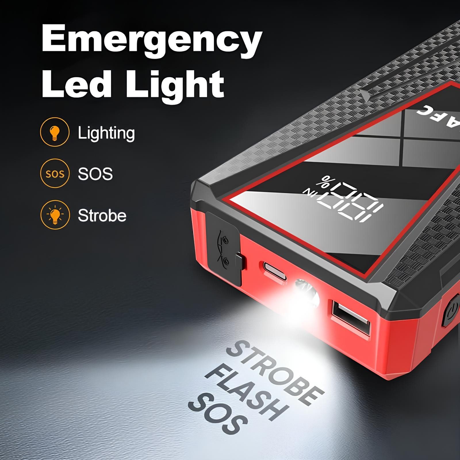 Athlix Auto Starthilfe Gerät für Autos 12V-Batterie-Booster bis 2000A Starthilfegerät 10000 mAh (12 V), für Benzin 4,0 L Diesel 2,0 L, -20 °C bis 60 °C – Bild 2 von 4
