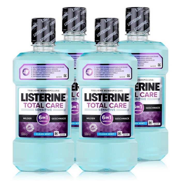 Listerine Mundspülung Listerine Total Care Sensitive 500ml - Hält ihren Atem frisch (4er Pac