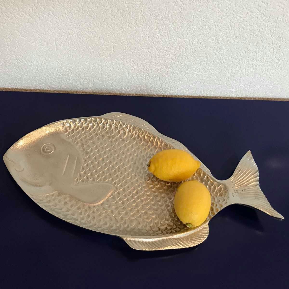 Fisch, Schale Aluminium, 440s 440s Dekoobjekt silber-farben