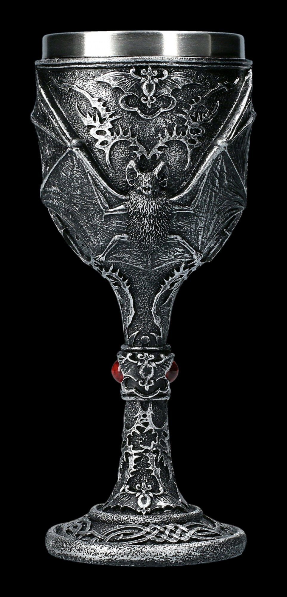 Figuren Shop GmbH Becher Kelch - Gothic Fledermaus - Becher Gothic Deko, Kunststein (Polyresin), Edelstahl