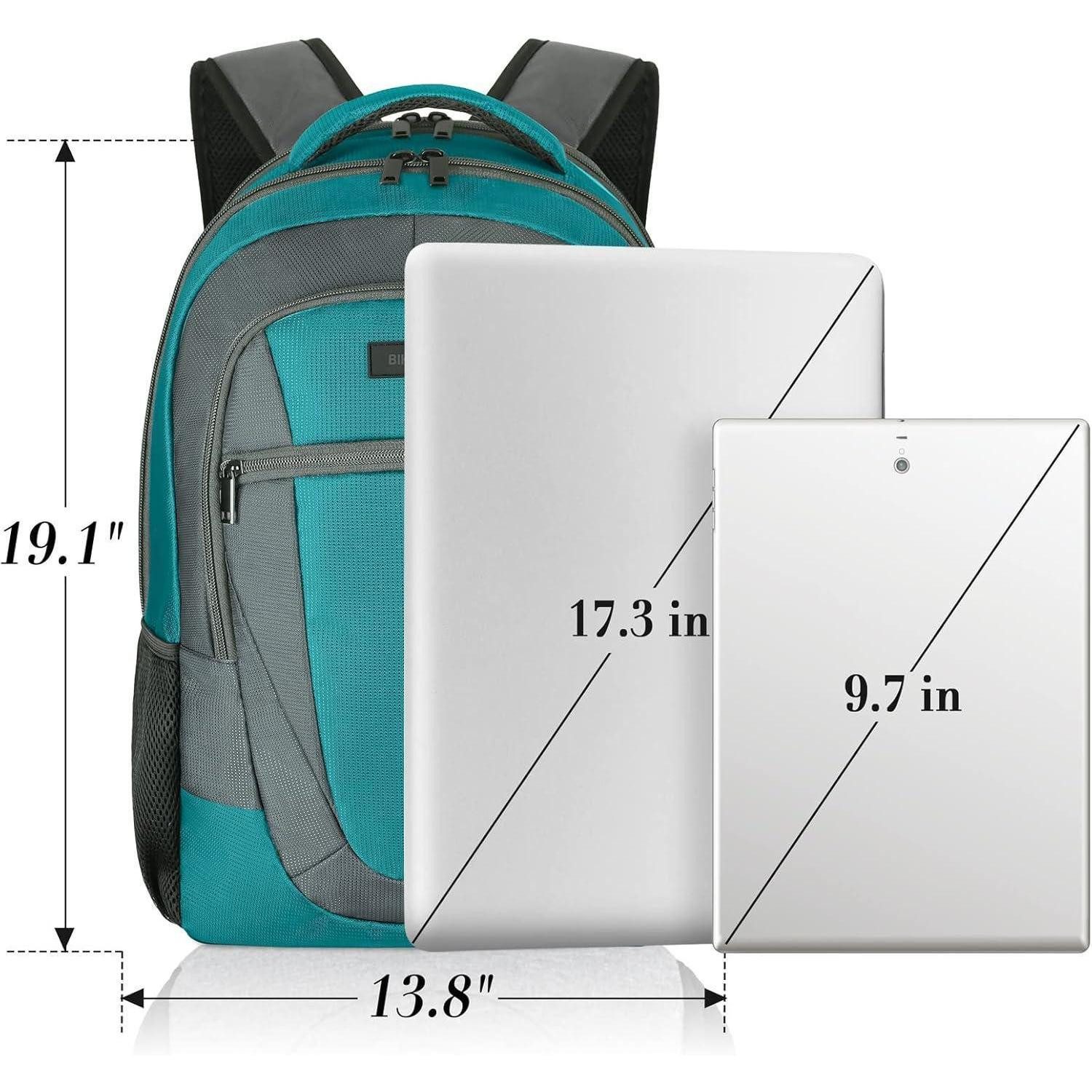 LuxusKollektion Laptoprucksack Rucksack Herren Damen Wasserdicht Laptop USB Anti 17.3 Zoll Grüngrau