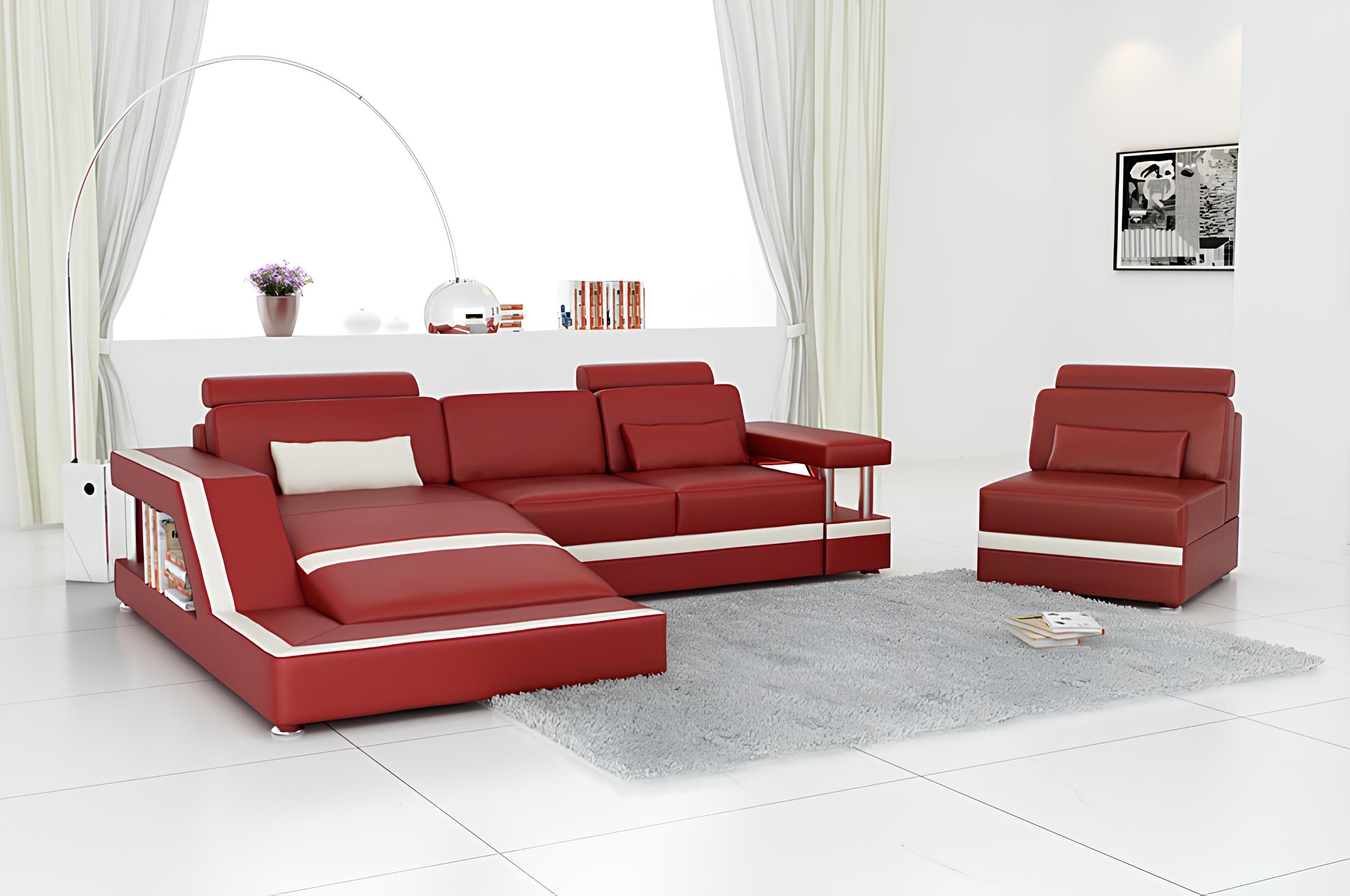 Ecksofa Sofa mit Eckteil Polstergarnitur Hocker und Sessel - Komplettset