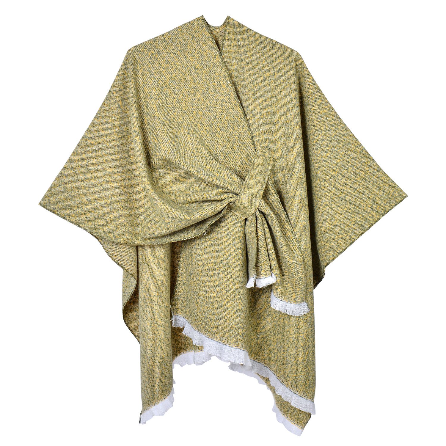 Refttenw Poncho Diagonal gebundener Schlitzumhang mit Quasten,Poncho Damen Winter