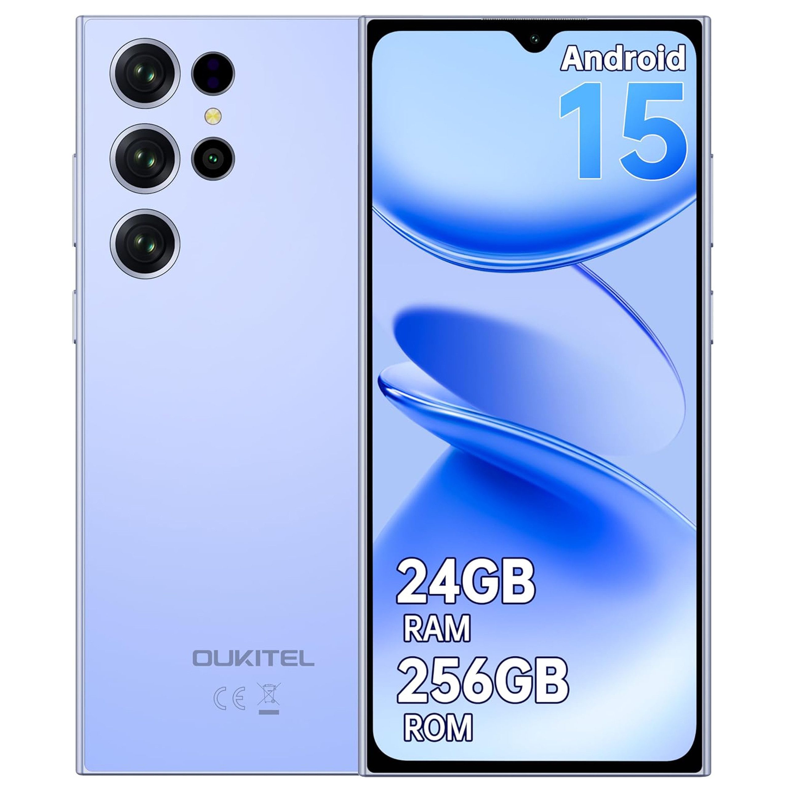 OUKITEL C61 Pro Android 15 Smartphone (17,48 cm/6.88 Zoll, 256 GB Speicherplatz, 13 MP Kamera, 5150mAh, 24(8+16)GB+258GB /1TB, 6.88" HD+ 90Hz, NFC, GPS, Face Unlock)