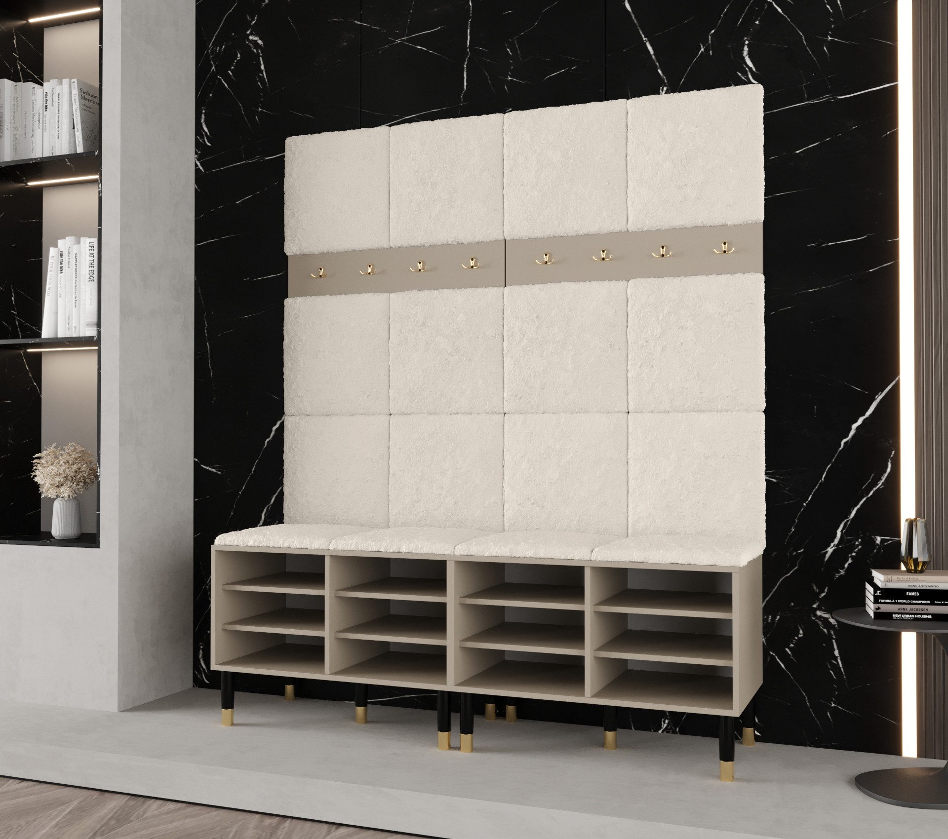 ABIKS MÖBEL Kompaktgarderobe PALERMO Set 3 Garderobe mit gepolsterten Paneelen, Industriell Design