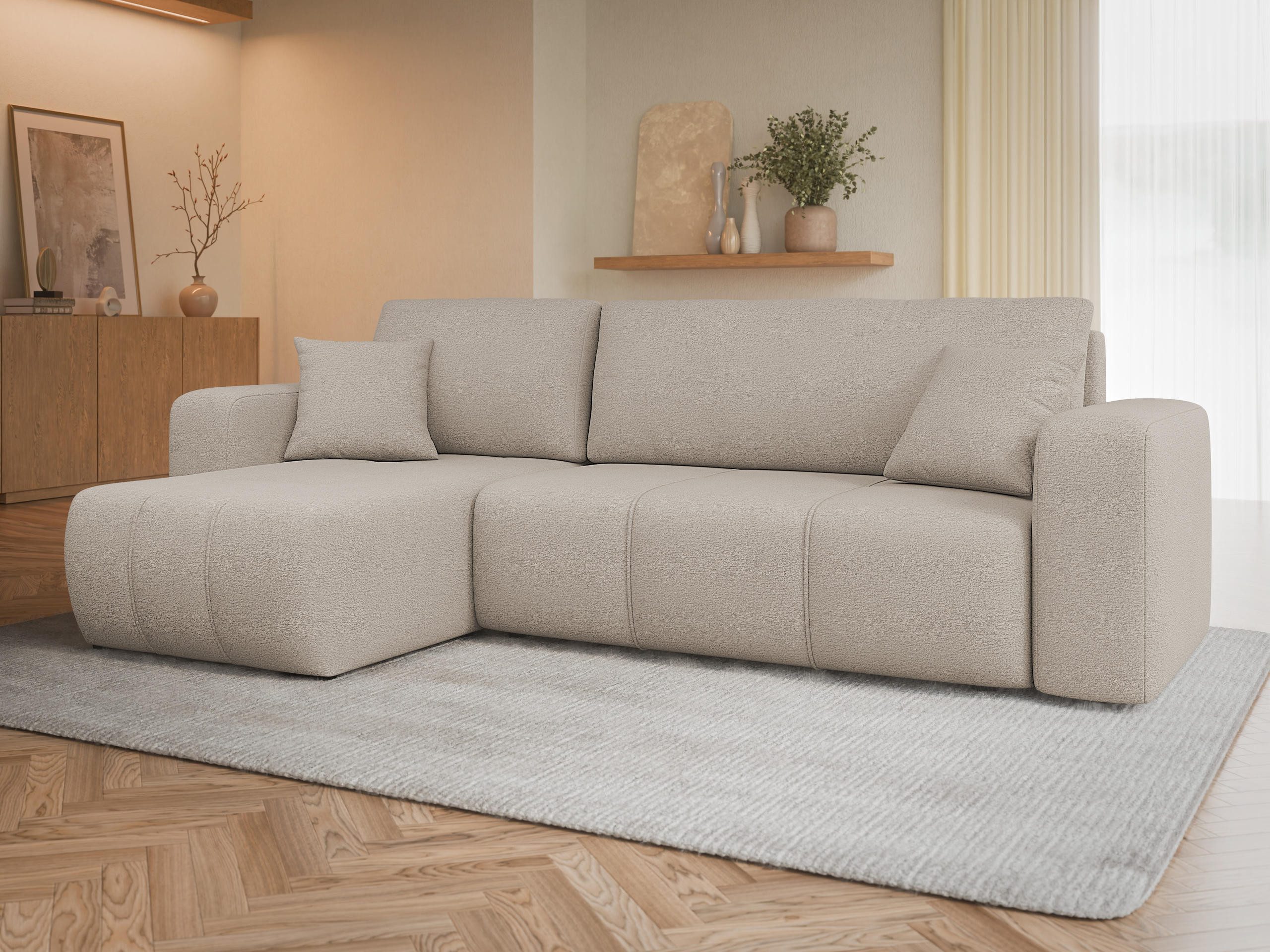 MIRJAN24 Ecksofa Fetrinu, mit Bettkasten und Schlaffunktion, L-Form, Seite Universal