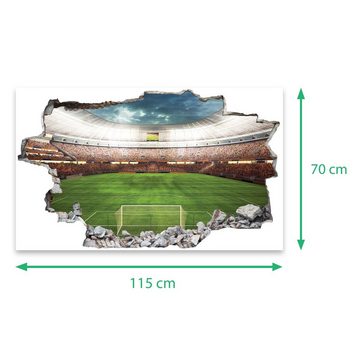 GRAVURZEILE Wandtattoo mit 3D Effekt - Fußball Stadion Design - 3D Wanddurchbruch & Deko - Selbstklebend - Konturschnitt ohne Transparente oder weiße Ränder – Größe ca. 115 x 70 cm