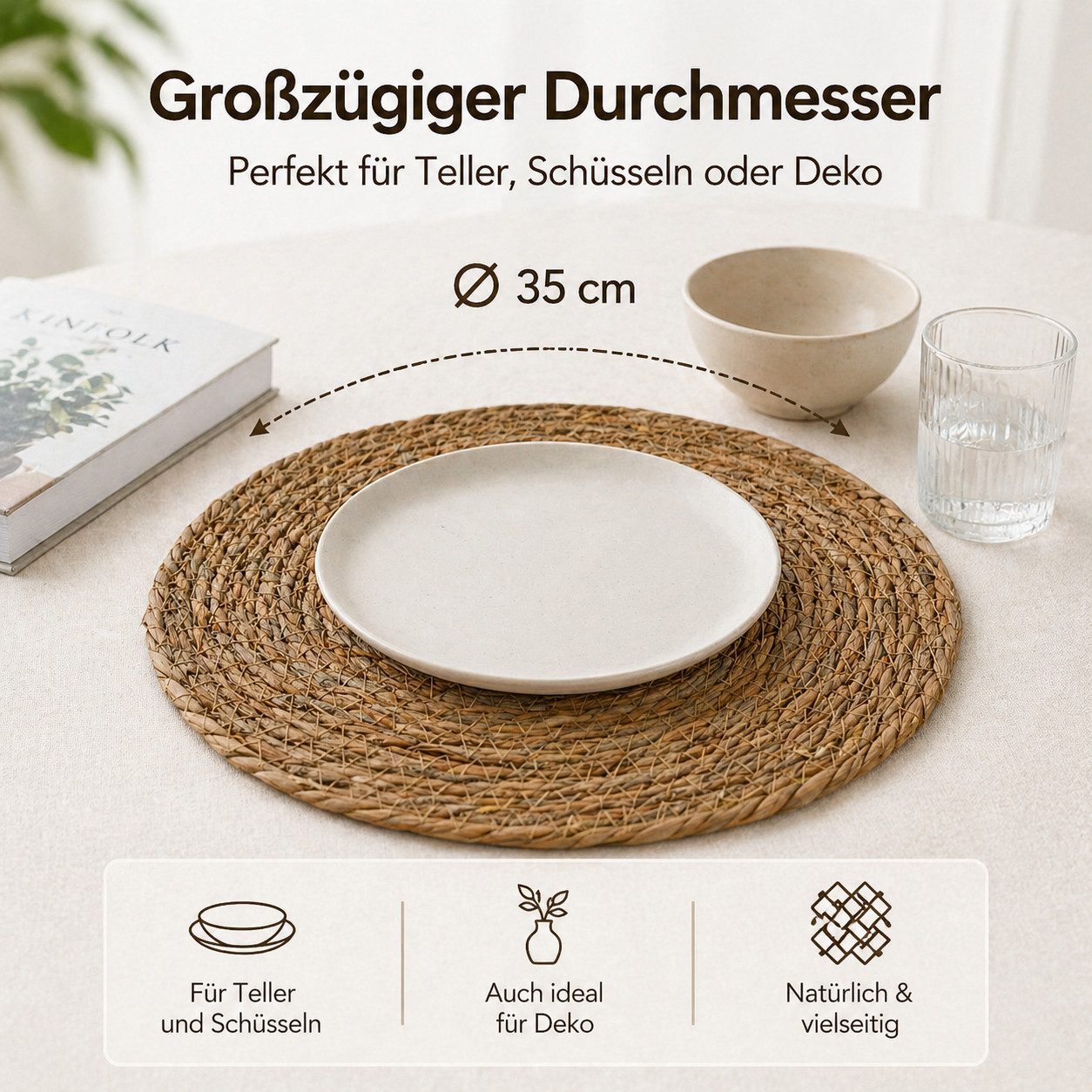 Gehlmann Platzset Tischset aus Naturbast Rund - Ø 35 cm