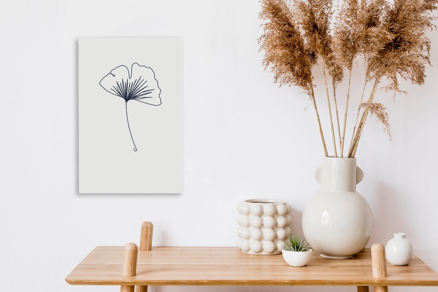 Leinwandbild fertig Weiß, Zackenaufhänger, Schwarz 20x30 OneMillionCanvasses® - (1 inkl. Leinwandbild St), - - Gemälde, Blume bespannt Botanisch cm