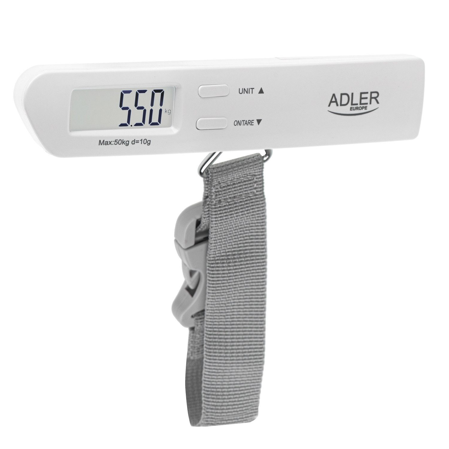 Adler Kofferwaage AD 8191 Reisegepäckwaage 50 kg mit LCD-Display & Tara-Funktion, Tragkraft 50 kg, (1-tlg), LCD-Display
