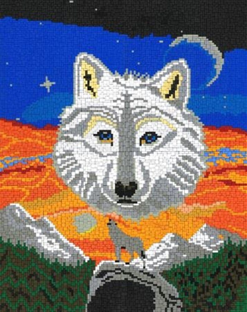 Stick it Steckpuzzle Wolf mit Nachleuchtsteinen, 9500 Puzzleteile, made in Germany