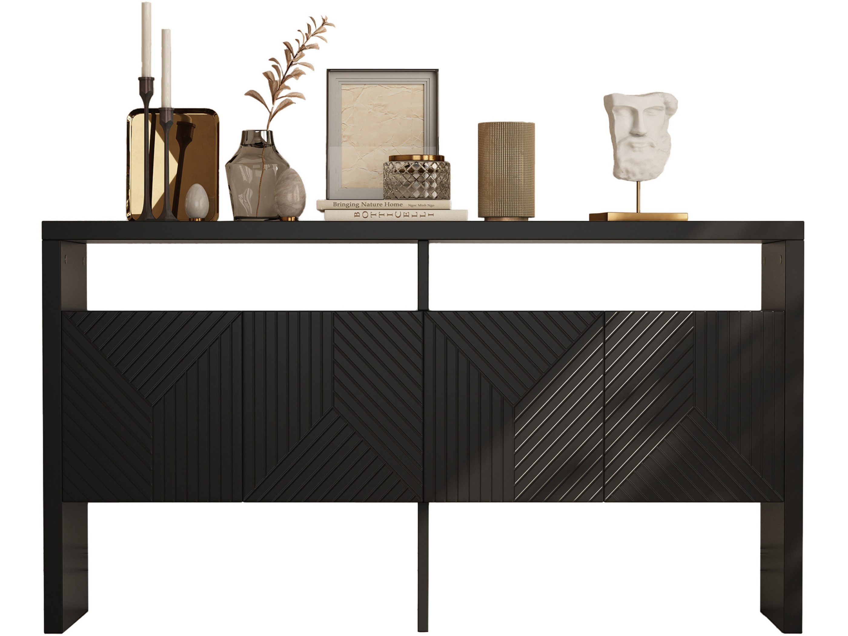 SeedWave Sideboard Moderner Beistellschrank Vielseitiger Stauschrank mit Viel Stauraum, Türen mit verstellbaren Scharnieren, Rückprallstellsetzung