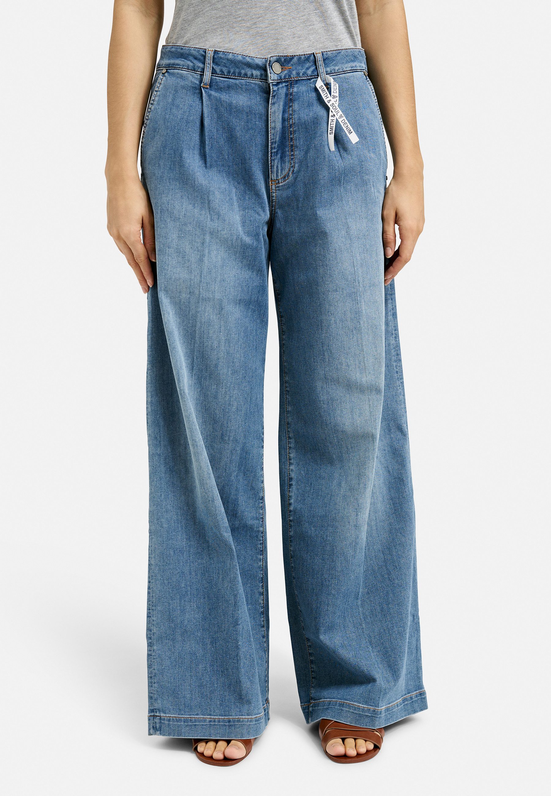 Smith & Soul Weite Jeans mit Used-Waschung