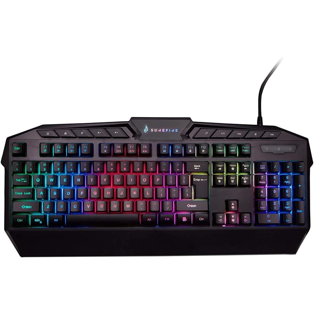 Surefire »KingPin Multimedia Gaming-Keyboard« Gaming-Tastatur (QWERTY  Layout, Englisch, 10 Multimediatasten, 12 Shortcut, 25 Anti-Ghosting,  RGB-LED Beleuchtung, 1,8 m langes Kabel, schwarz) online kaufen | OTTO
