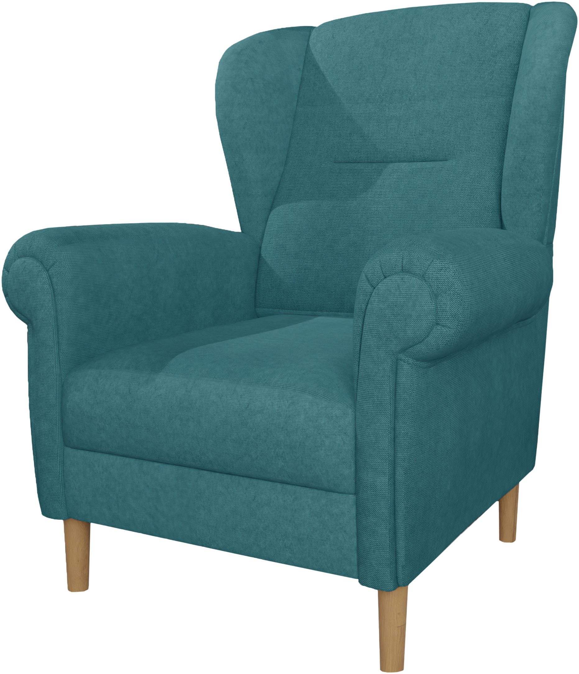 Home affaire Ohrensessel OSTIANO B/T/H: 80/82/98 cm, Sessel, Einzelstück, dicke geschwungene Armlehnen, uni und kariert