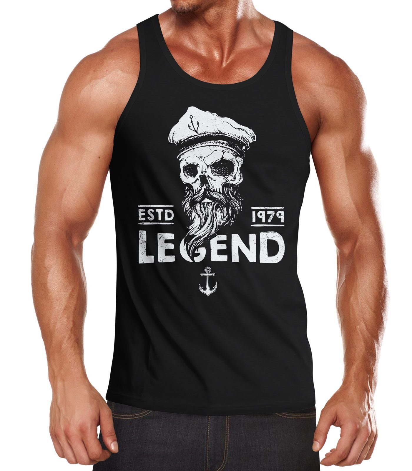 Neverless Tanktop Herren Tank-Top Skull Captain günstig online kaufen