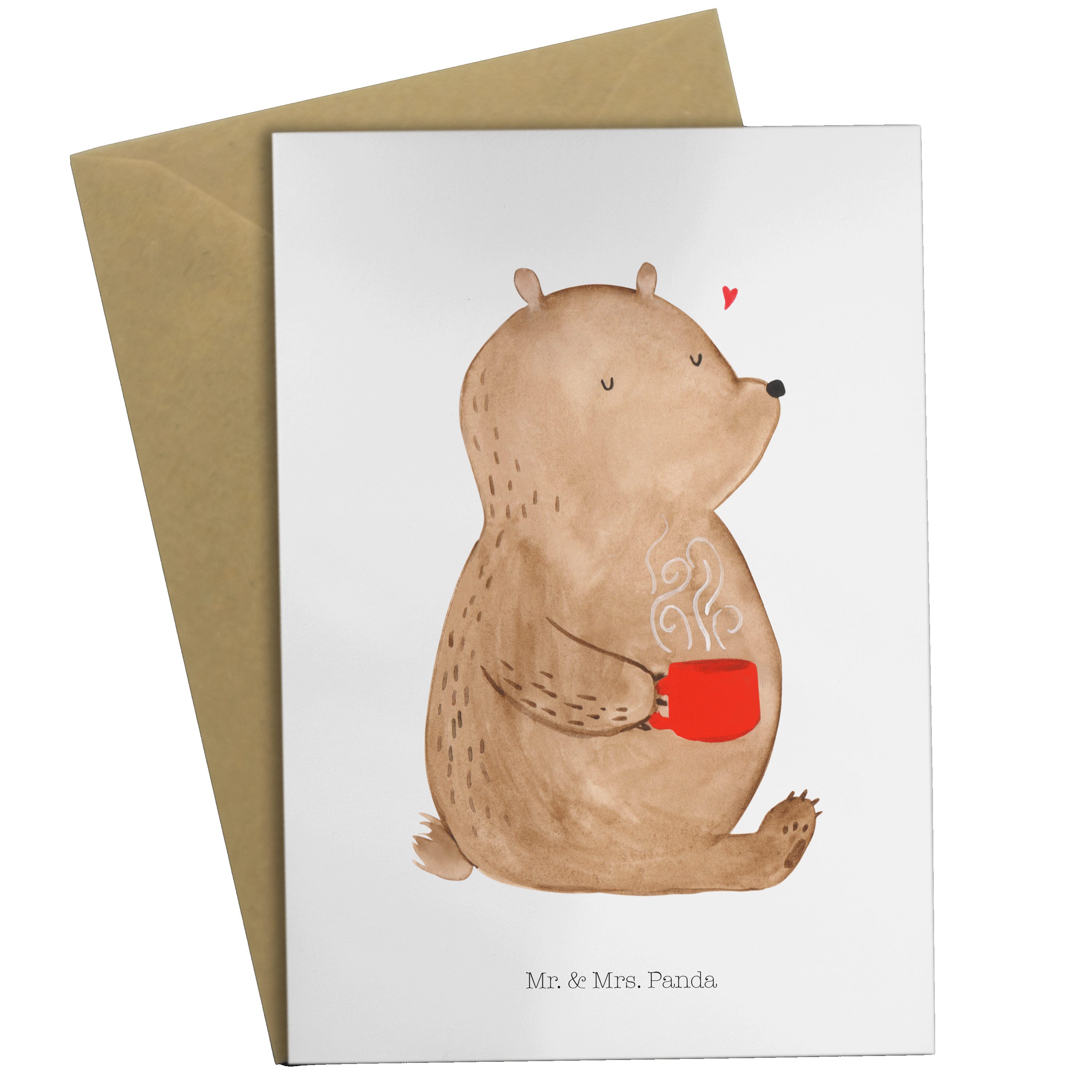 Mr. & Mrs. Einladungska Geschenk, Bär Kaffee Karte, Panda - Grußkarte Teddy, Weiß retten, Welt 