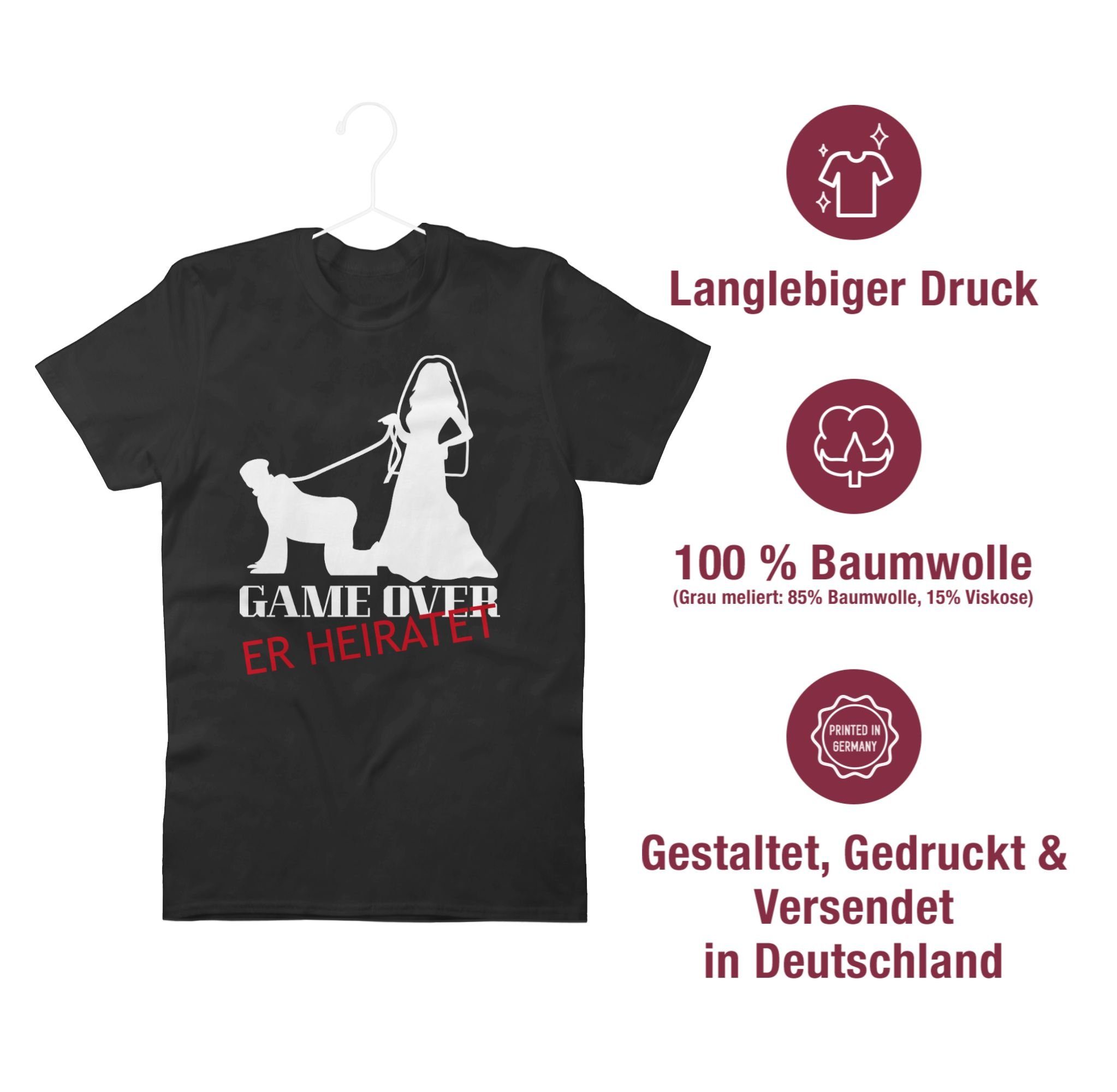 JGA Schwarz T-Shirt Over 01 Shirtracer Er - Männer Heiratet Game