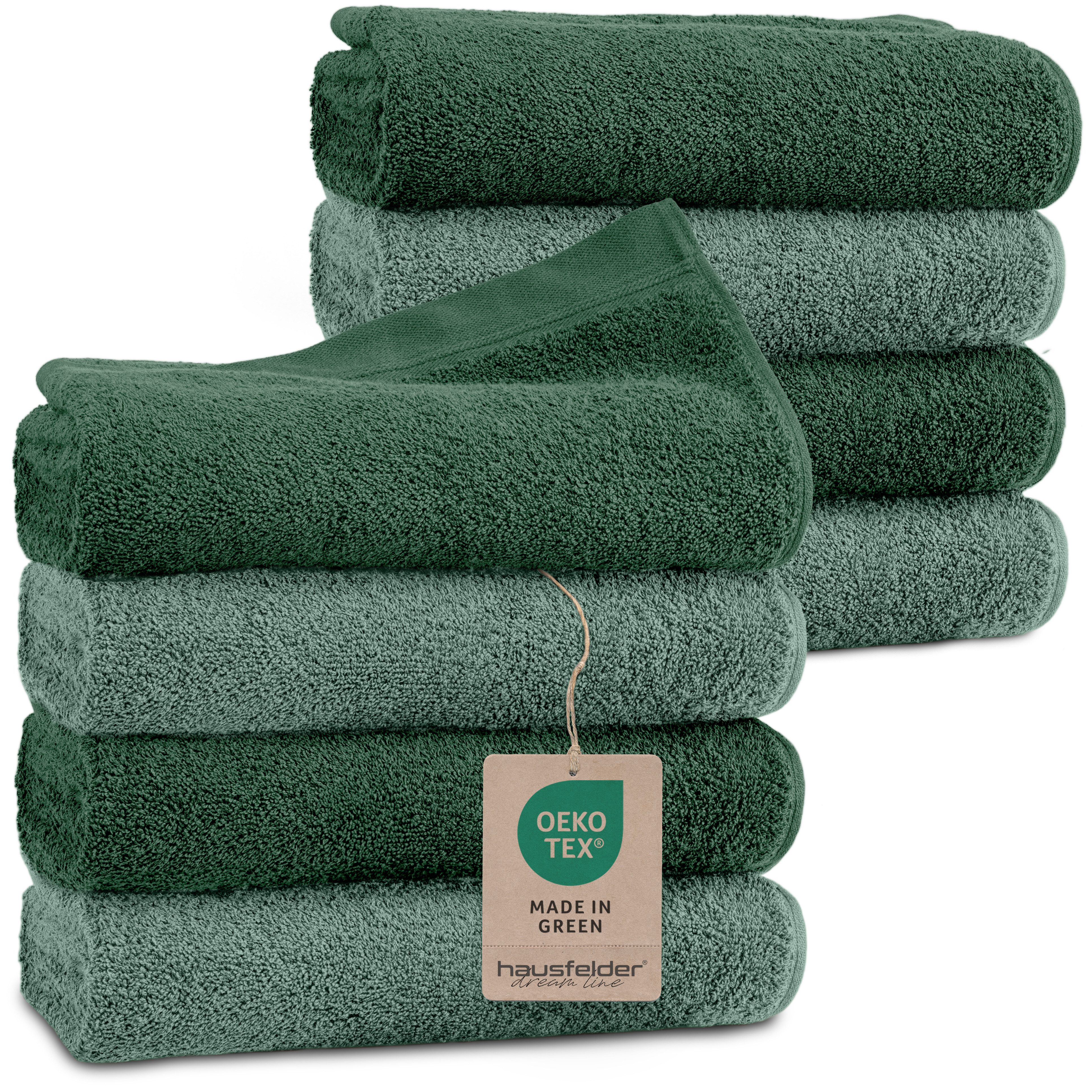 Hausfelder Handtücher Handtücher Farbmix 8er Set, 50x100 cm, Farbe: Dunkelg günstig online kaufen