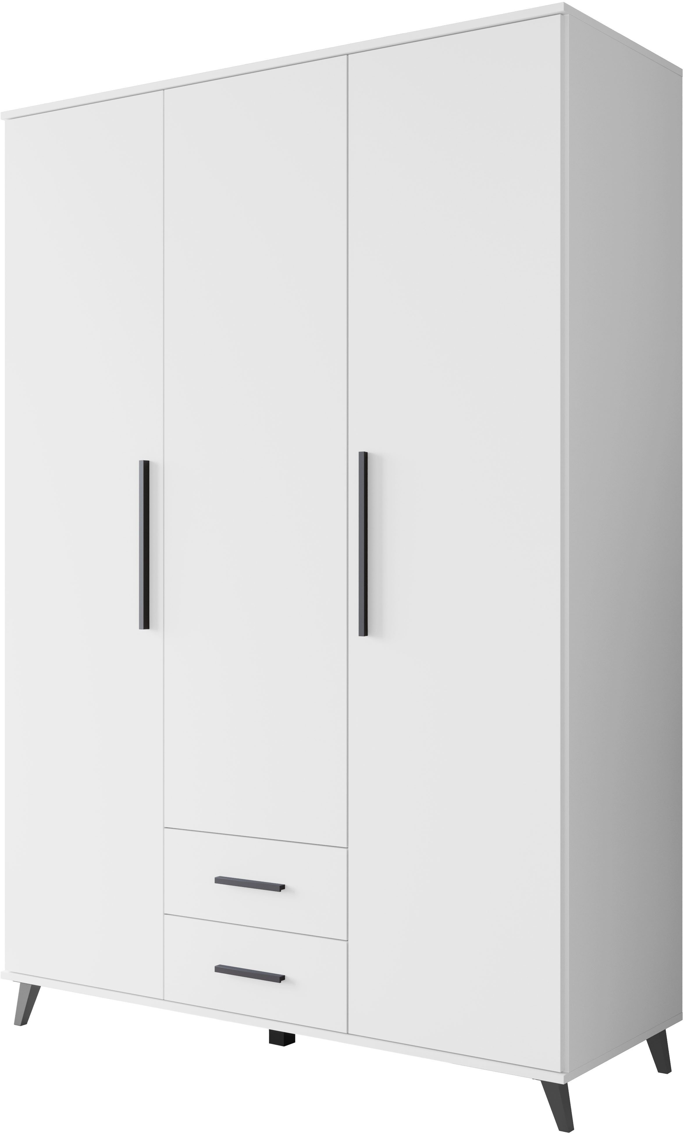 OTTO home Kleiderschrank Lagos, Garderobe Schlafzimmerschrank Wäscheschrank (in 2 Farben erhältlich) Moderner Drehtürenschrank, Breite 134 cm, 3 Türen, 2 Schubladen