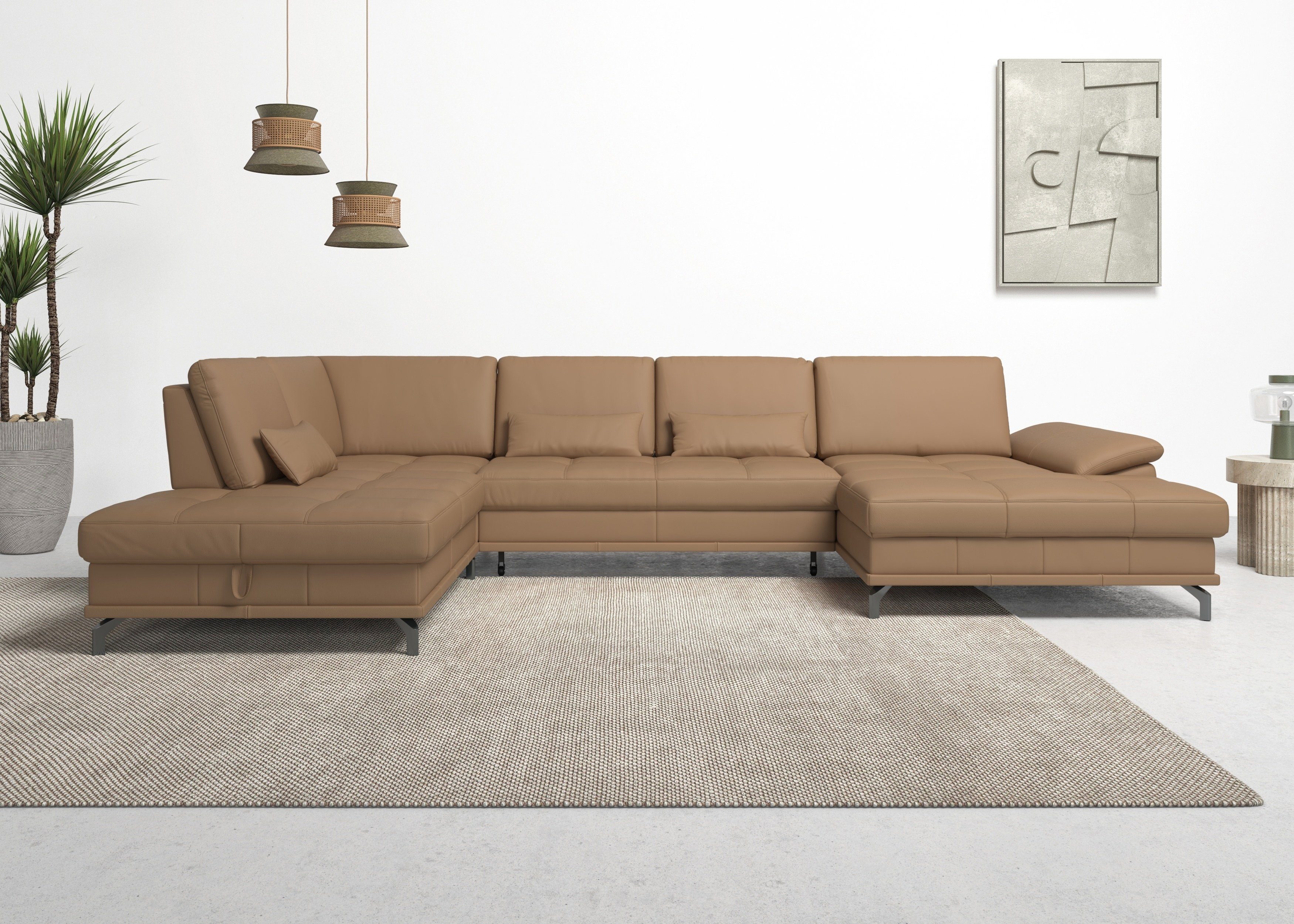 OTTO home Wohnlandschaft Costello U-Form, B: 363 cm mit Sitztiefen-, Armteilverstellung &, 3 Nierenkissen, optional Schlaffunktion & Bettkasten