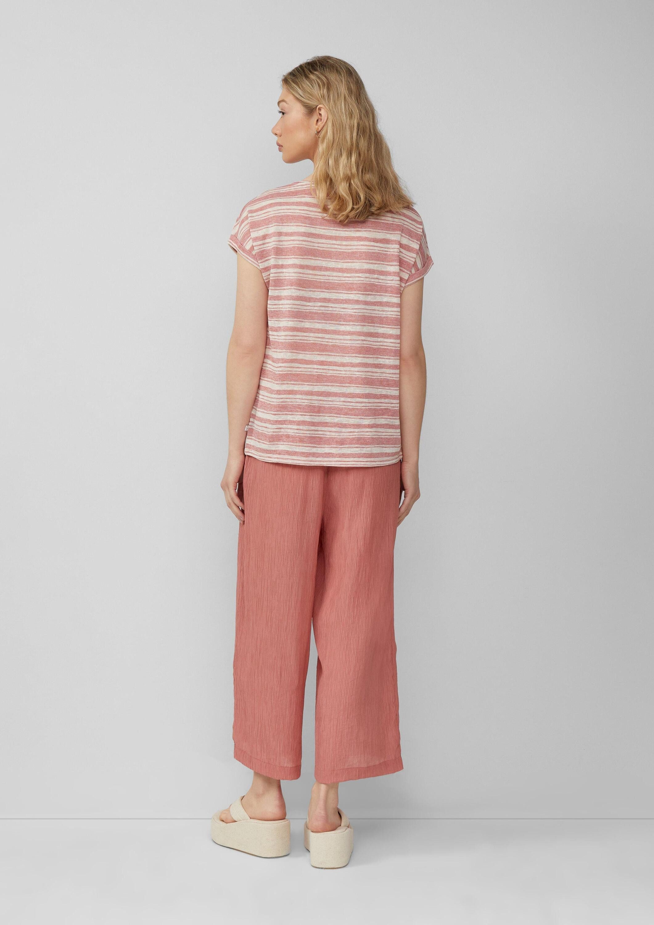 QS Kurzarmshirt T-Shirt Ringelshirt aus Viskosemix