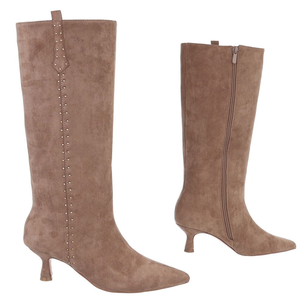 Ital-Design Elegante Damen-Stiefel mit Stiletto und Details Stiefel (90503072) Pfennig-/Stilettoabsatz Stiefel in Hellbraun