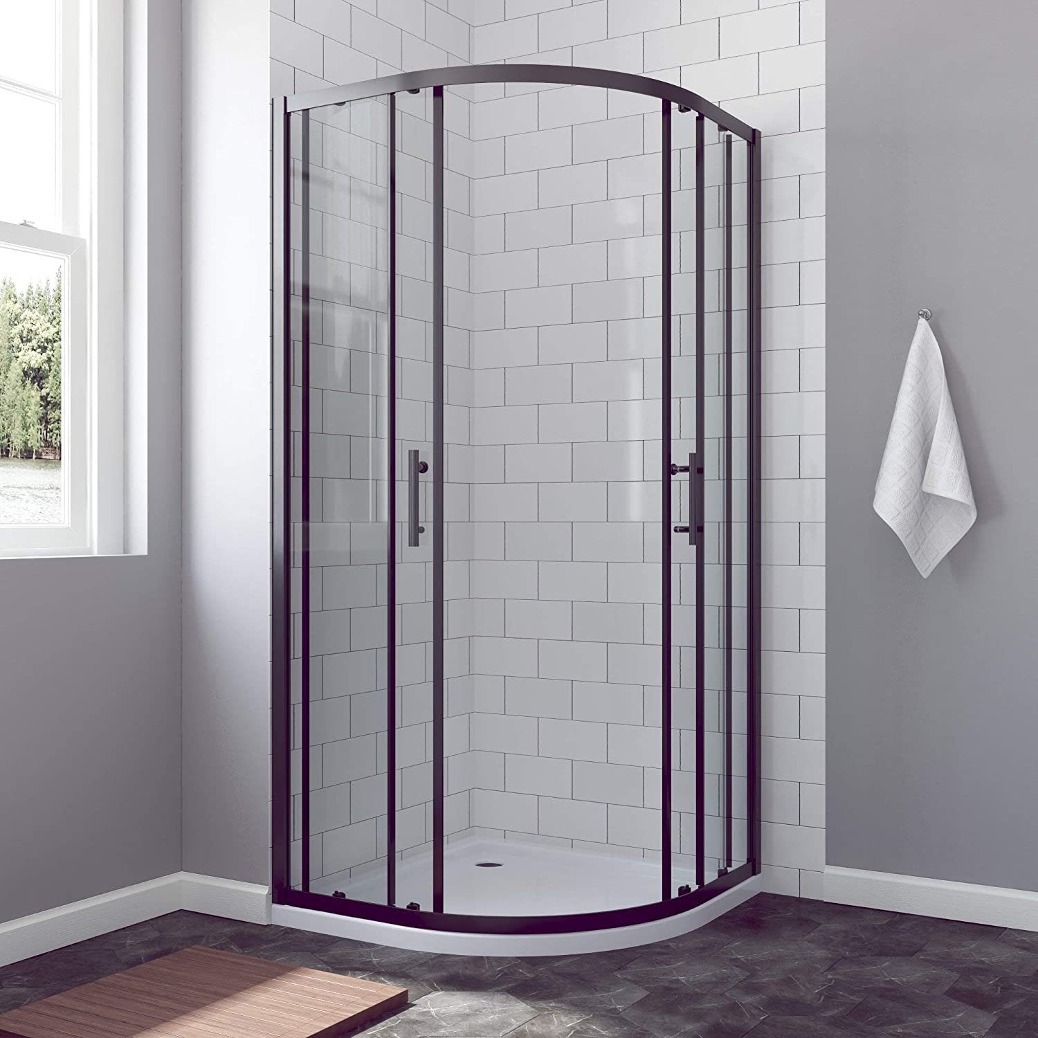 AQUABATOS Runddusche Duschkabine schwarz Viertelkreis Eckdusche günstig online kaufen
