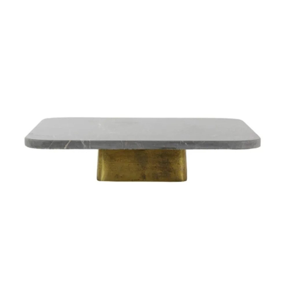 Light & Living Servierschale Schale auf Fuß LABADE Light & Living 33x33x6,5 cm Servierplatte Marmor, Marmor, Metall