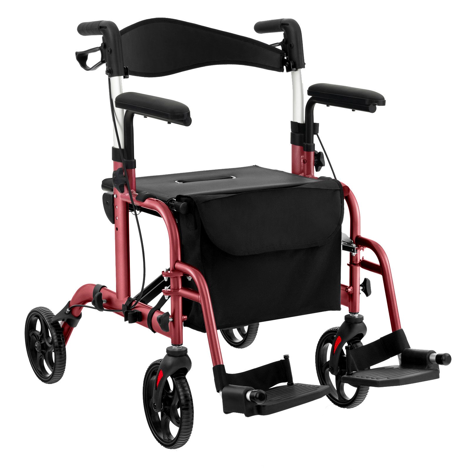 COSTWAY Rollator, Faltbar und leicht mit Sitz, 6-fach höhenverstellbar