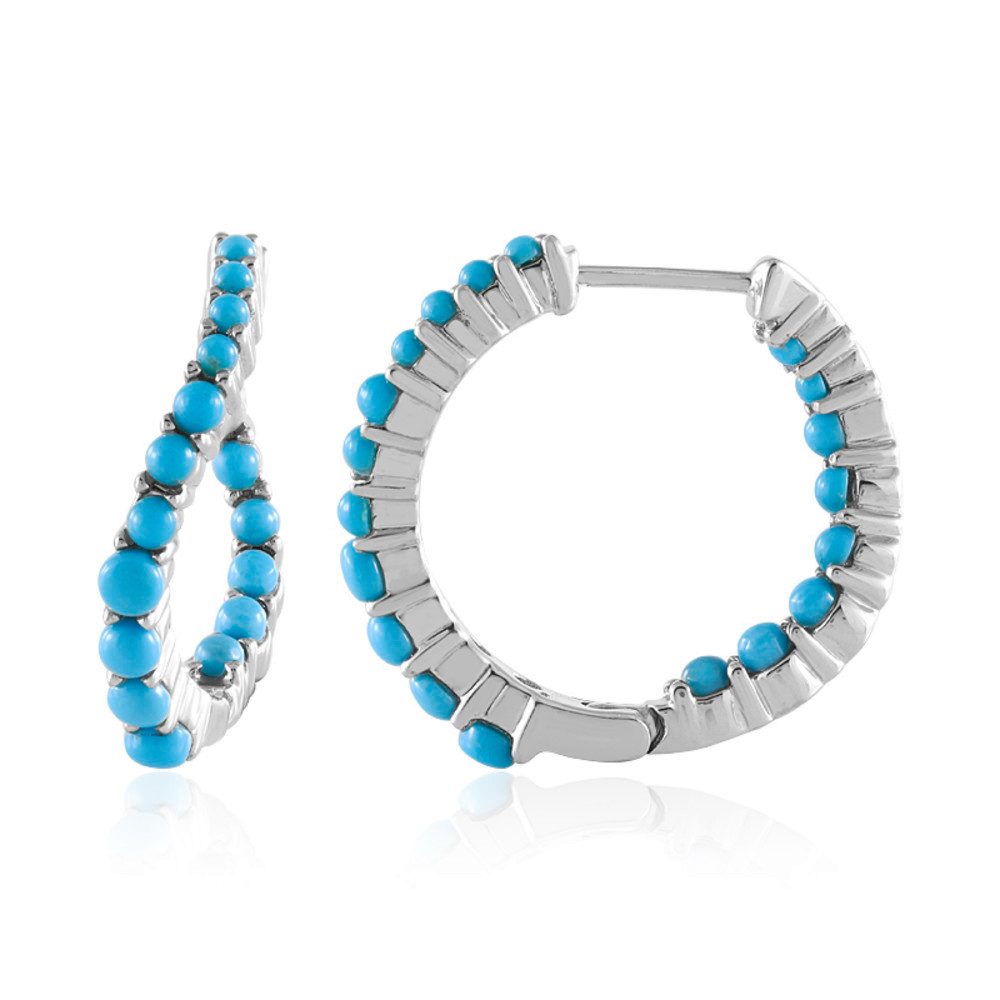 Cavill Ohrring-Set Cavill 2,50 ct Sleeping Beauty Türkis Creolen, platinisiert, blau (2-tlg)