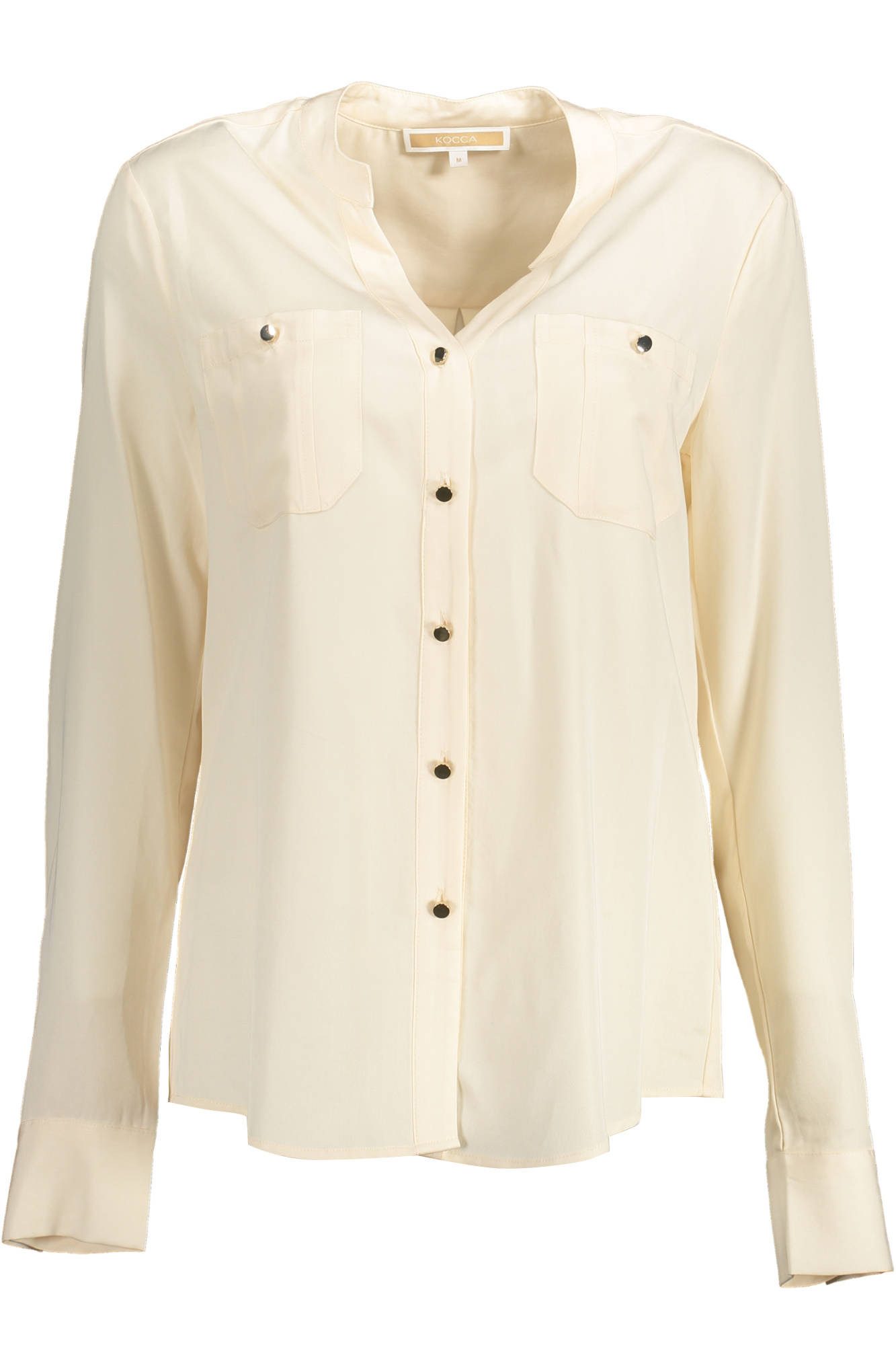 Kocca Blusenshirt Elegantes weißes Damen Langarmhemd mit Stehkragen