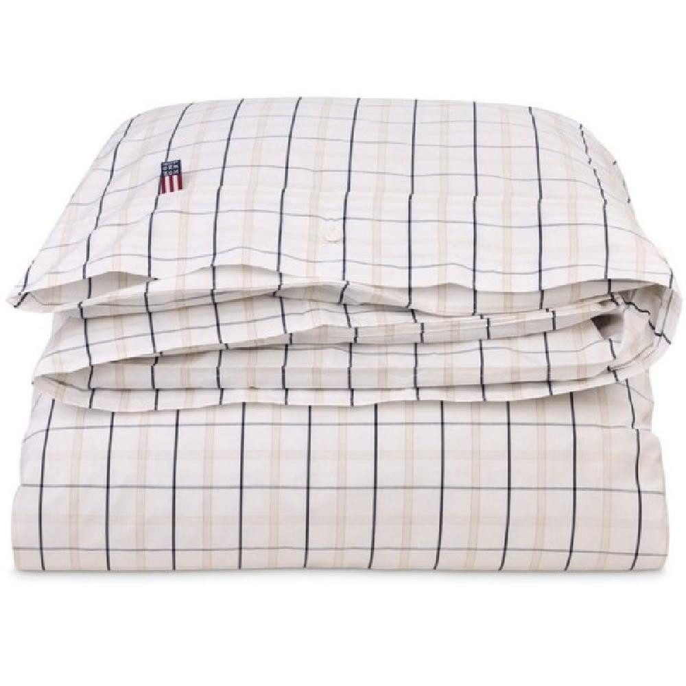 Lexington Bettwäsche Bettwäsche Bettbezug Kariert Weiß Beige Navy (155x220cm)