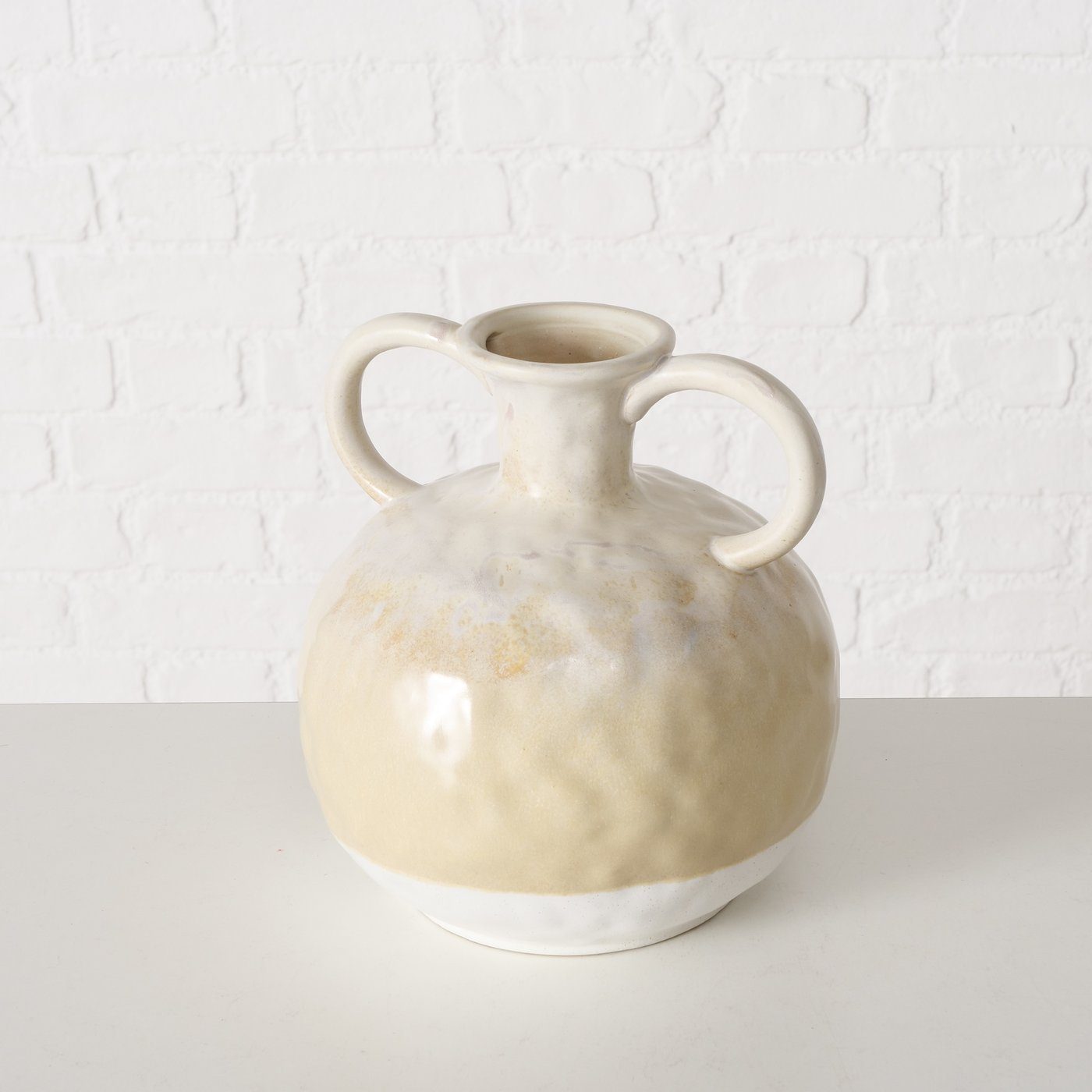 H20cm, beige aus Keramik in BOLTZE Dekovase Vase "Triple"