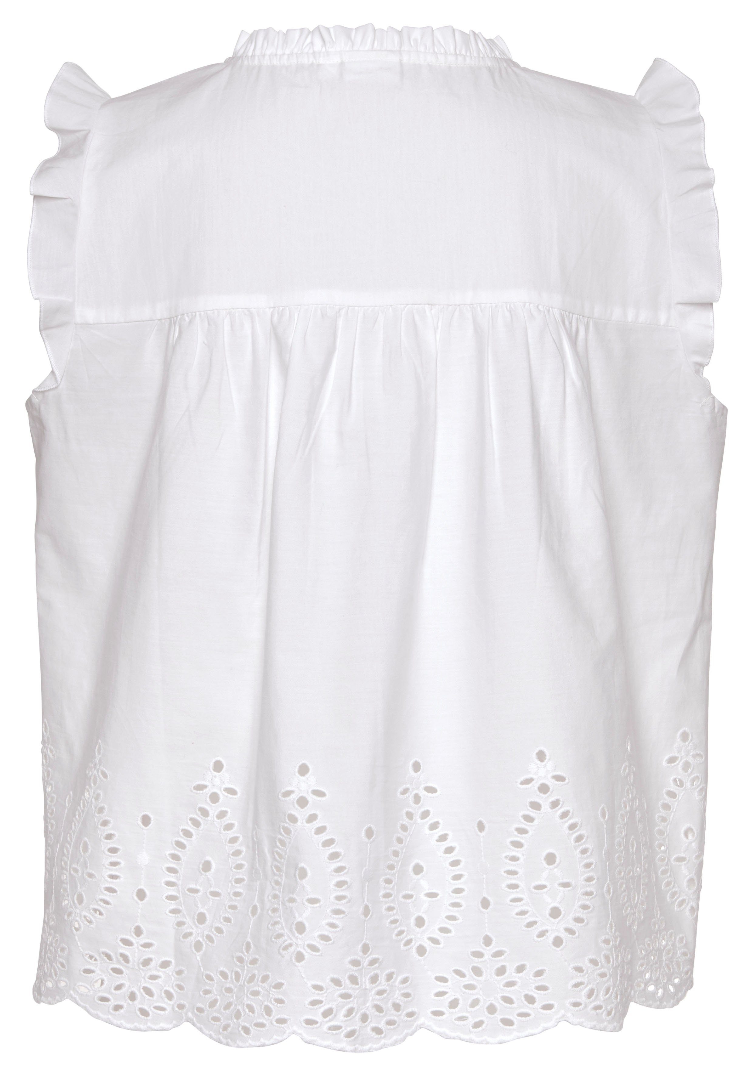 Vivance Kurzarmbluse mit Broderie Anglaise und V-Ausschnitt, Blusentop, sommerlich