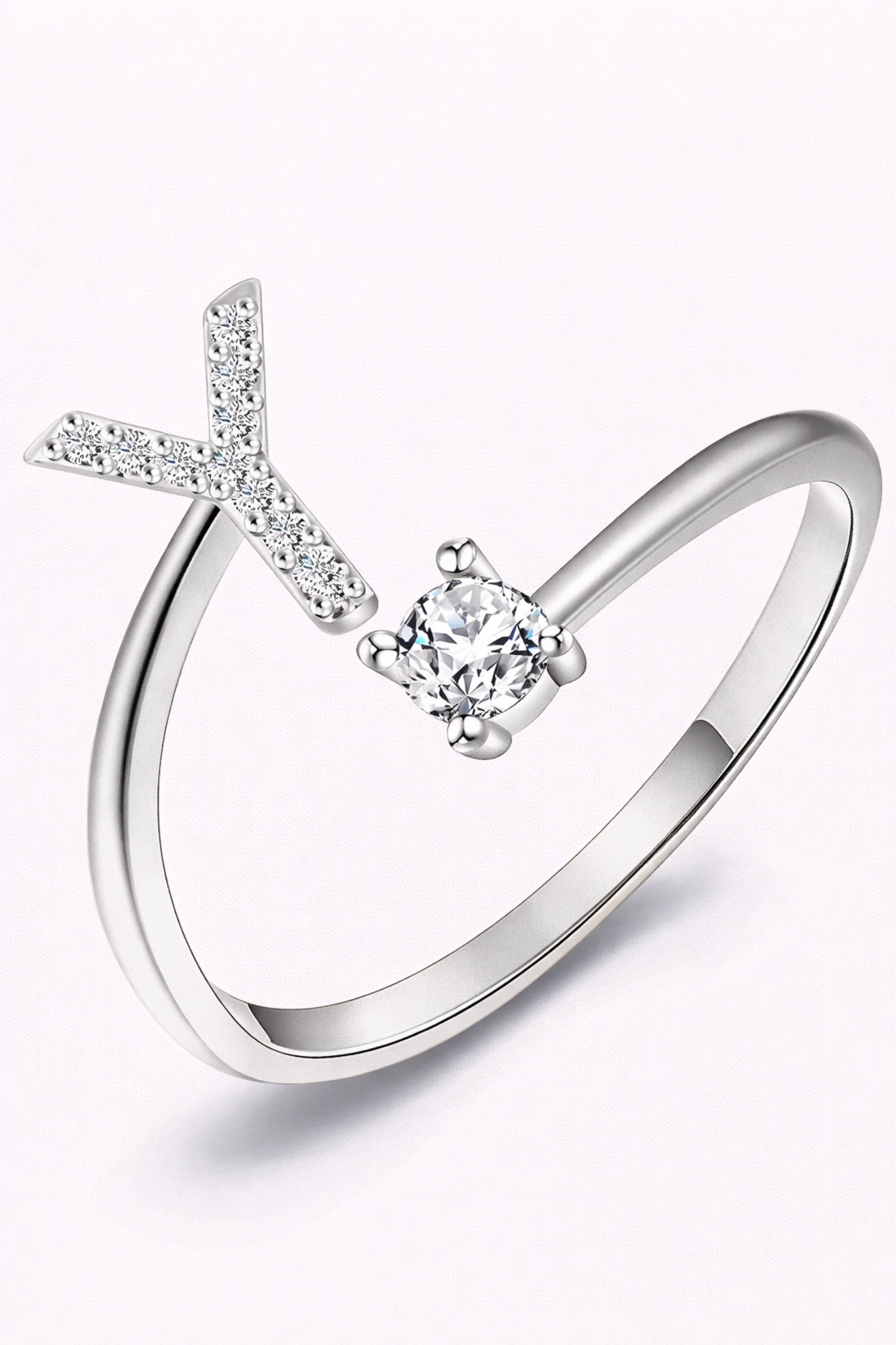 S&T Design Fingerring Buchstaben Ring Damen 14K Gold Vergoldet Silber Verstellbar Wasserfest (Goldring Geschenke für Frauen Freundin Mädchen Schmuck, 1-tlg., Buchstabenring), Damenring langlebigem Edelstahl Verstellbare Größe 50 - 60 Modeschmuck