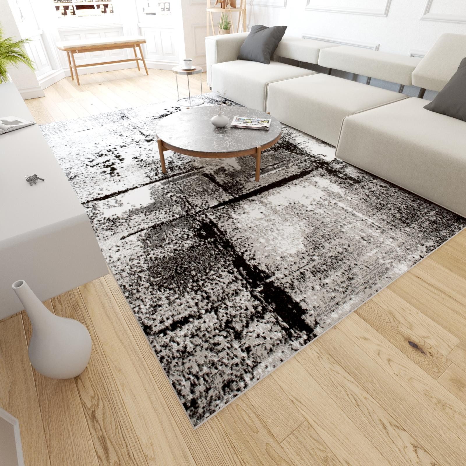 Mazovia Designteppich Modern Abstrakt Anthrazit Grau Wohnzimmer, Schlafzimmer, Esszimmer, Fußbodenheizung – Bild 5 von 5