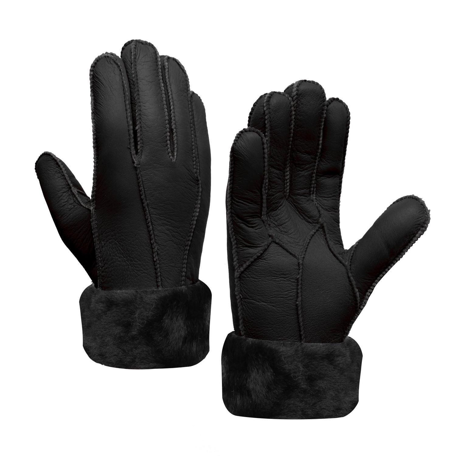 LuxusKollektion Lederhandschuhe Handschuhe Damen Lammfell schwarz (1-St)