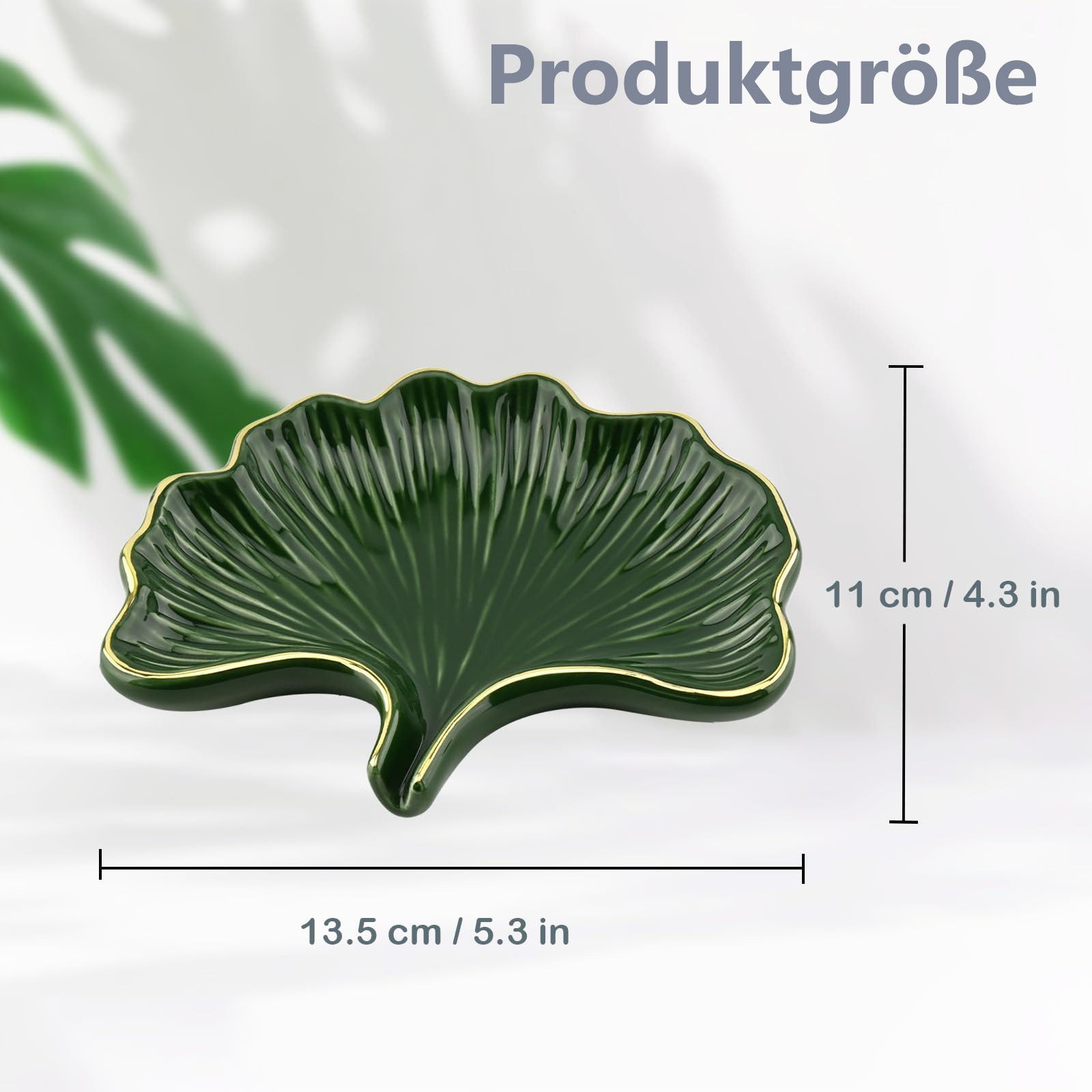 FOUORTUNATE-BEE Seifenschale Keramik Seifenschale mit Ablauf, Ginkgo-Blattförmige Seifenschale, Seifenablage Waschbecken, Seifenhalter, Seifenteller, für Badezimmer, Dusche und Küche, Als Dekoschale oder Schmuckschale verwendbar