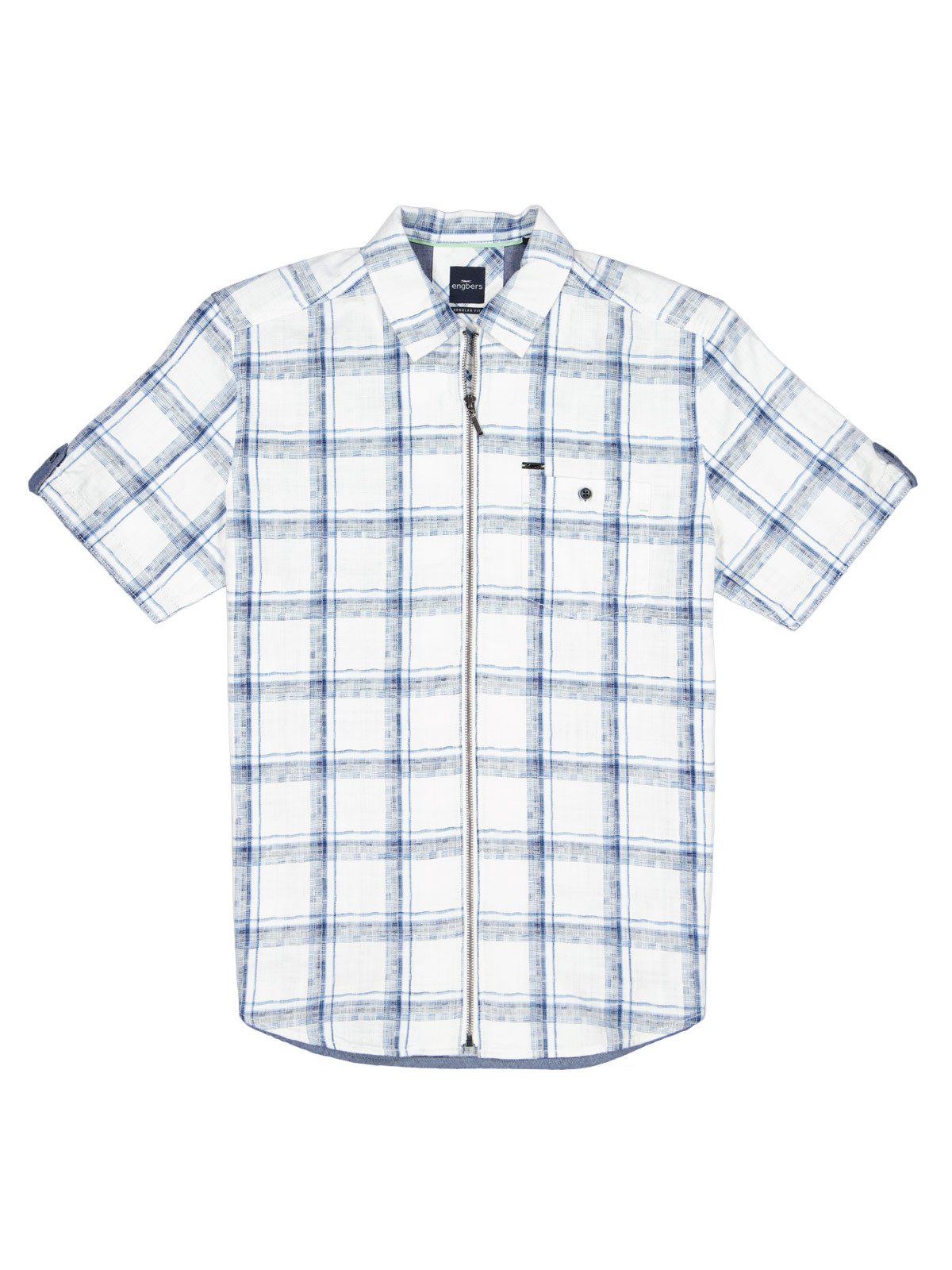 Engbers Kurzarmhemd Herren Overshirt mit Reißverschluss, Hellblau – Bild 5 von 5