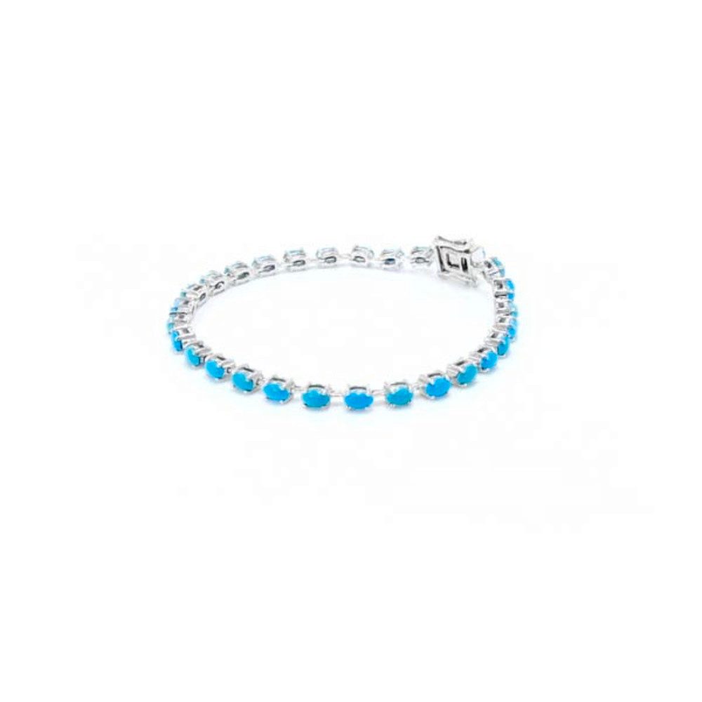 Cavill Silberarmband Türkisarmband Damen Silber 925 mit Platin Beschichtung 4,73 ct Oval (1-tlg)