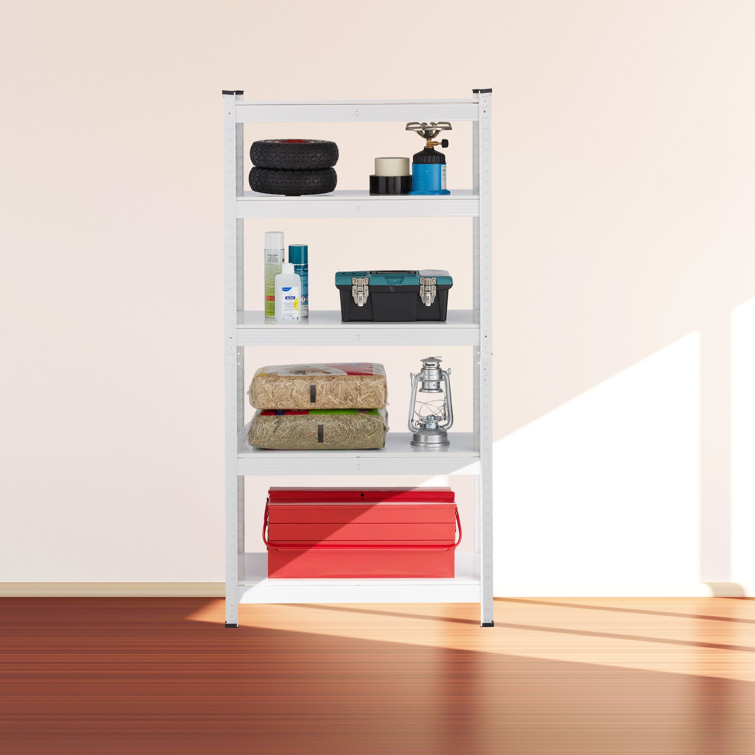 relaxdays Schwerlastregal Weißes Schwerlastregal Metall 5 Ebenen günstig online kaufen