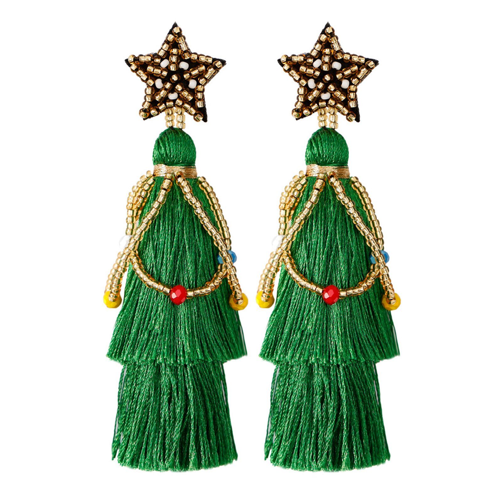 Blusmart Paar Paar Ethnischer Stilvoller Ohrhänger Quasten-Weihnachtsstil-Ohrring, Ohrhänger