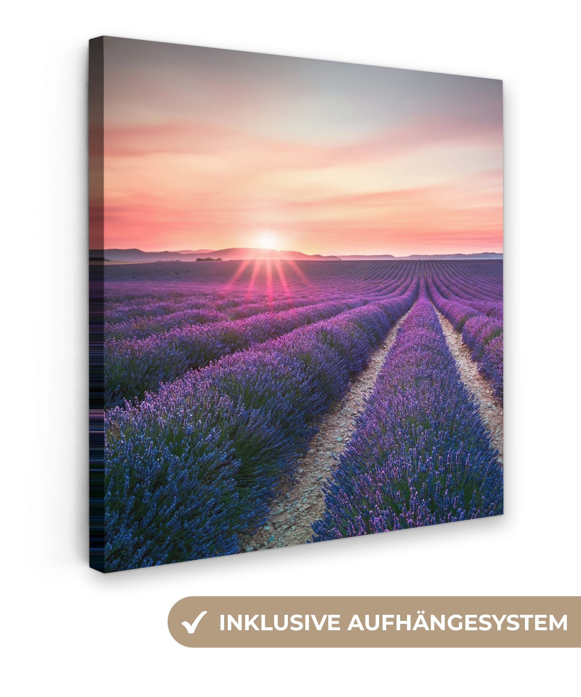 OneMillionCanvasses® Leinwandbild Lavendel - Lila - Blumen - Luft, Fotodruck (1 St), Wandbild, Deko Schlafzimmer Wohnzimmer Flur 20x20 cm