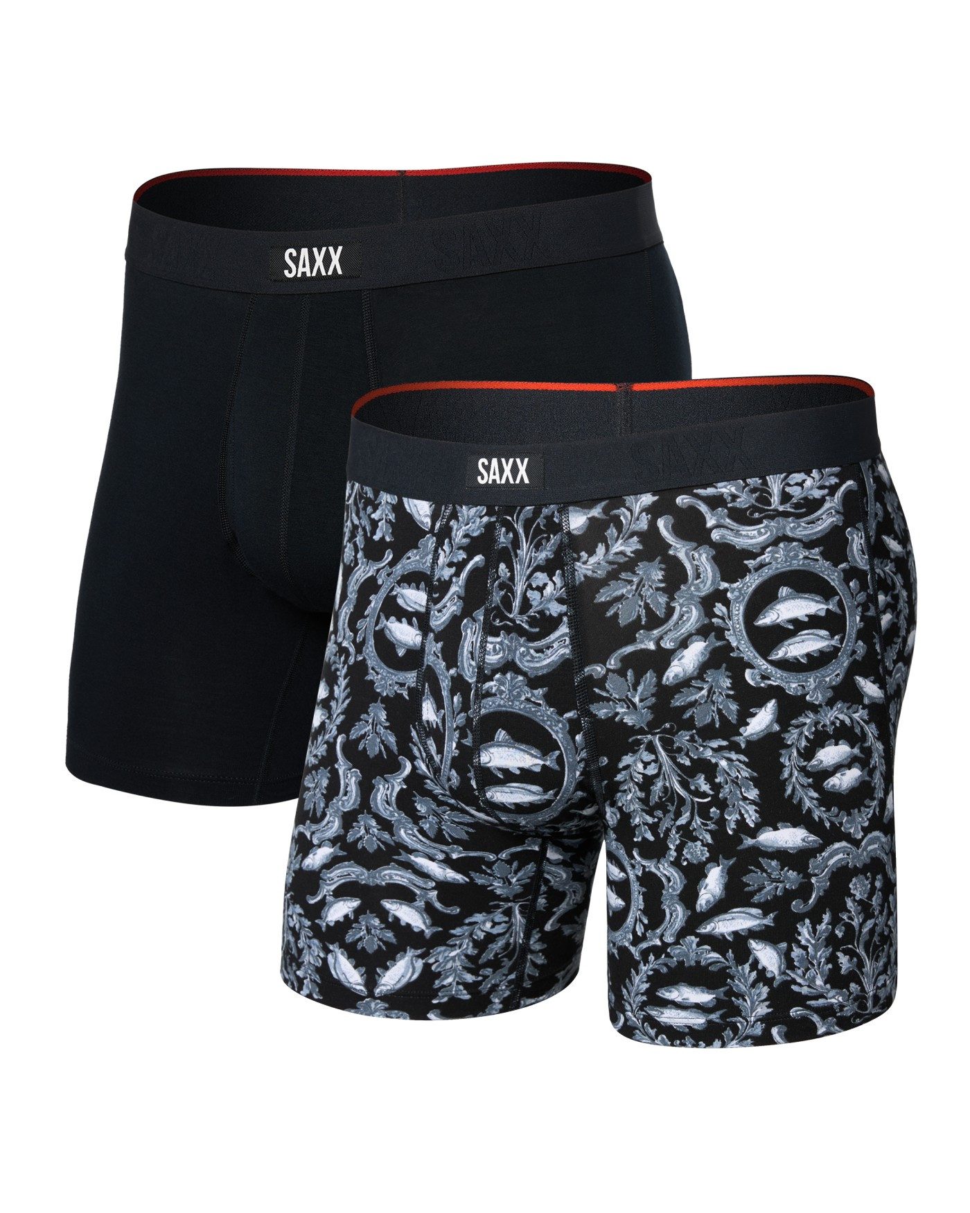 SAXX Boxershorts Vibe Xtra Soft Comfort Boxer Brief Fly schwarz/weiss Herren - 2 Stück